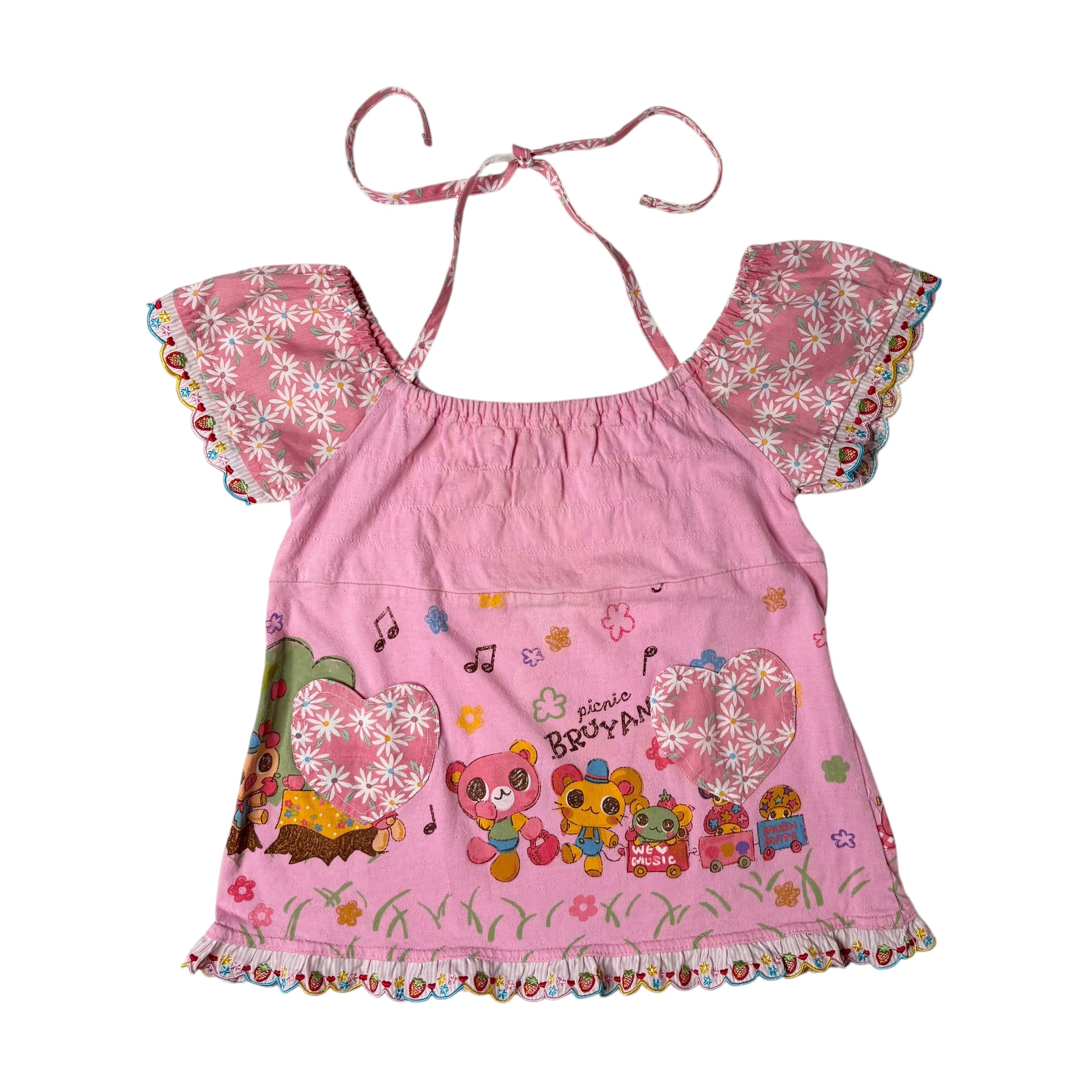 J-Fashion Graphic Puff Sleeve Babydoll Top (XS)