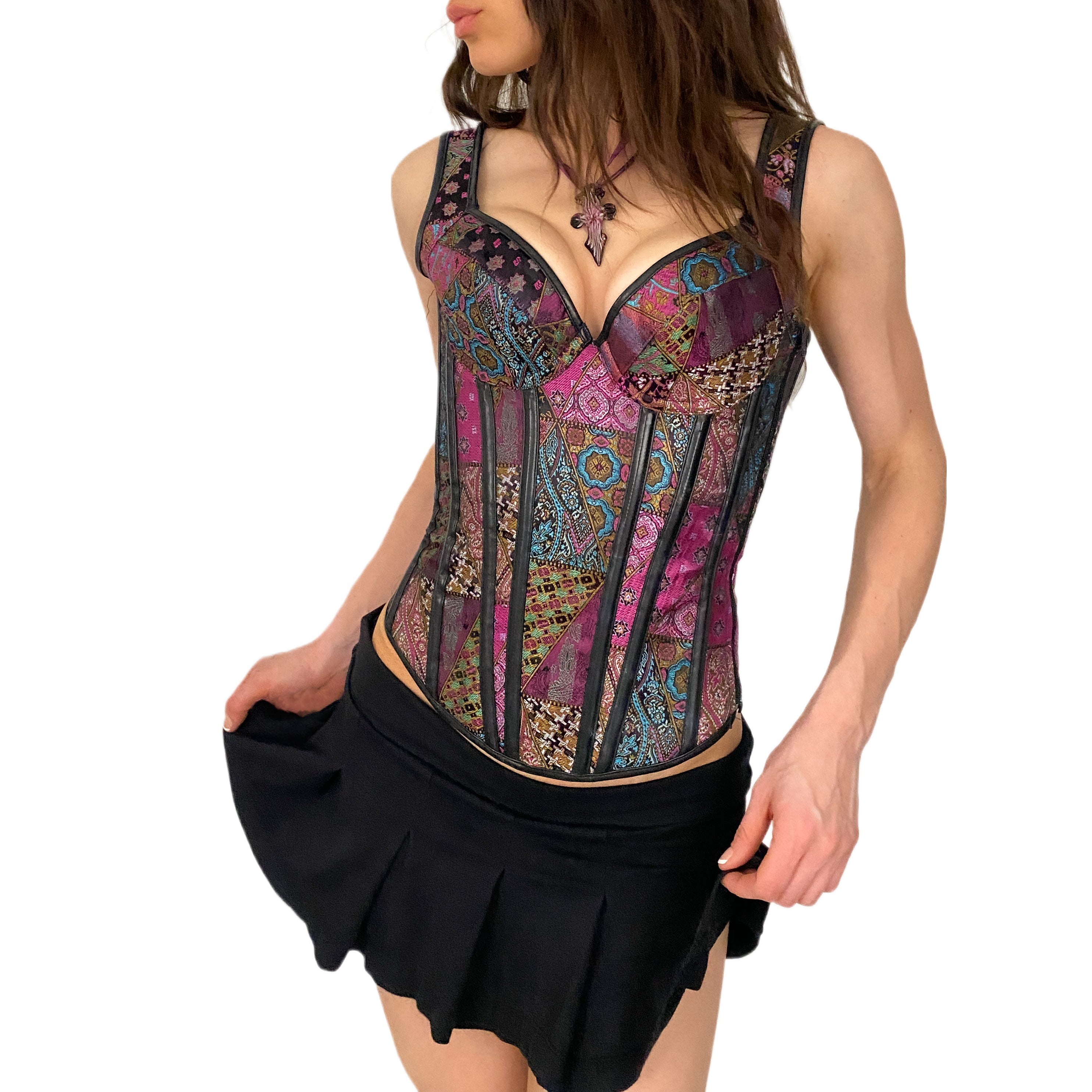 Jacquard and Leather Corset (S)