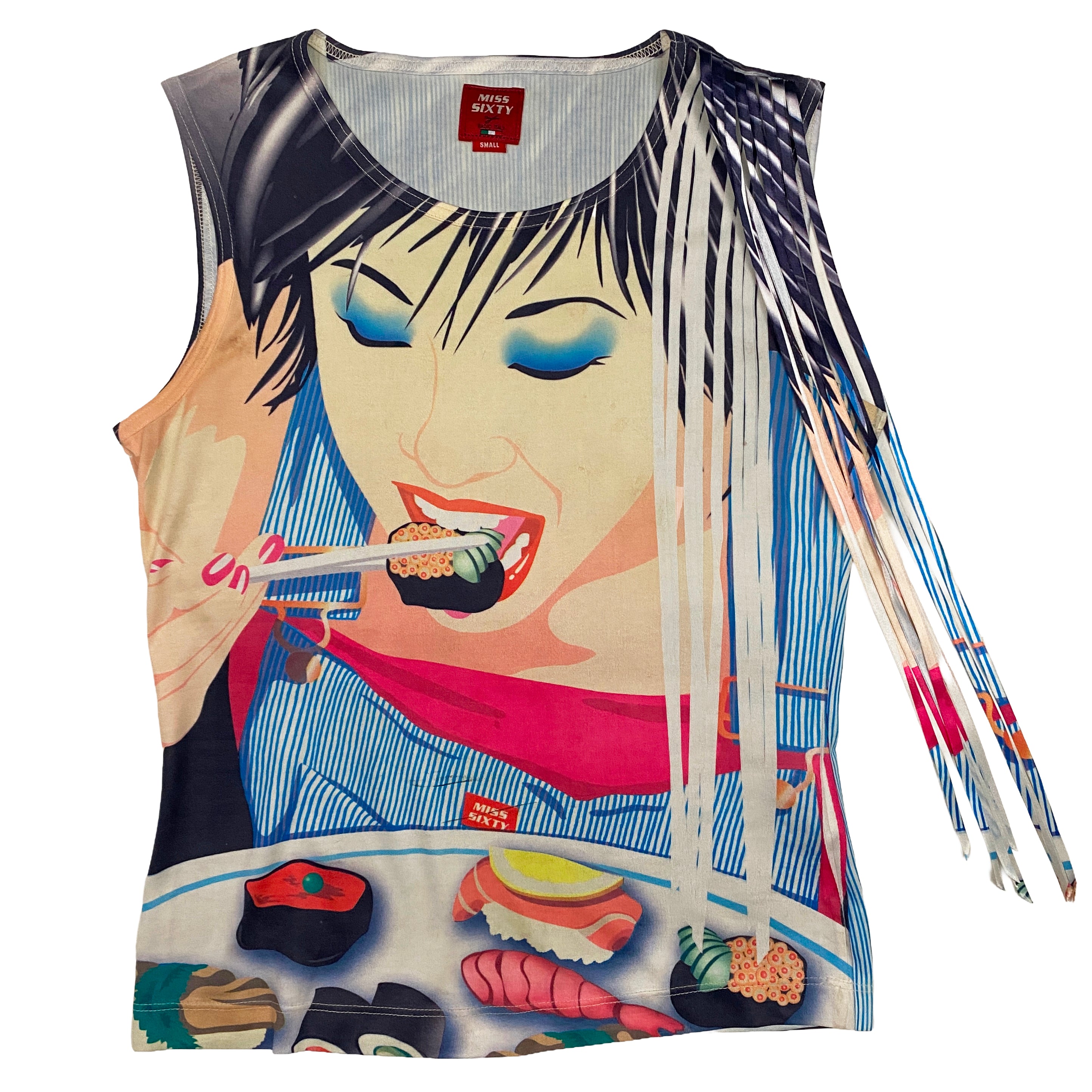Miss Sixty Archive Sushi Girl Graphic Tank Top (S)