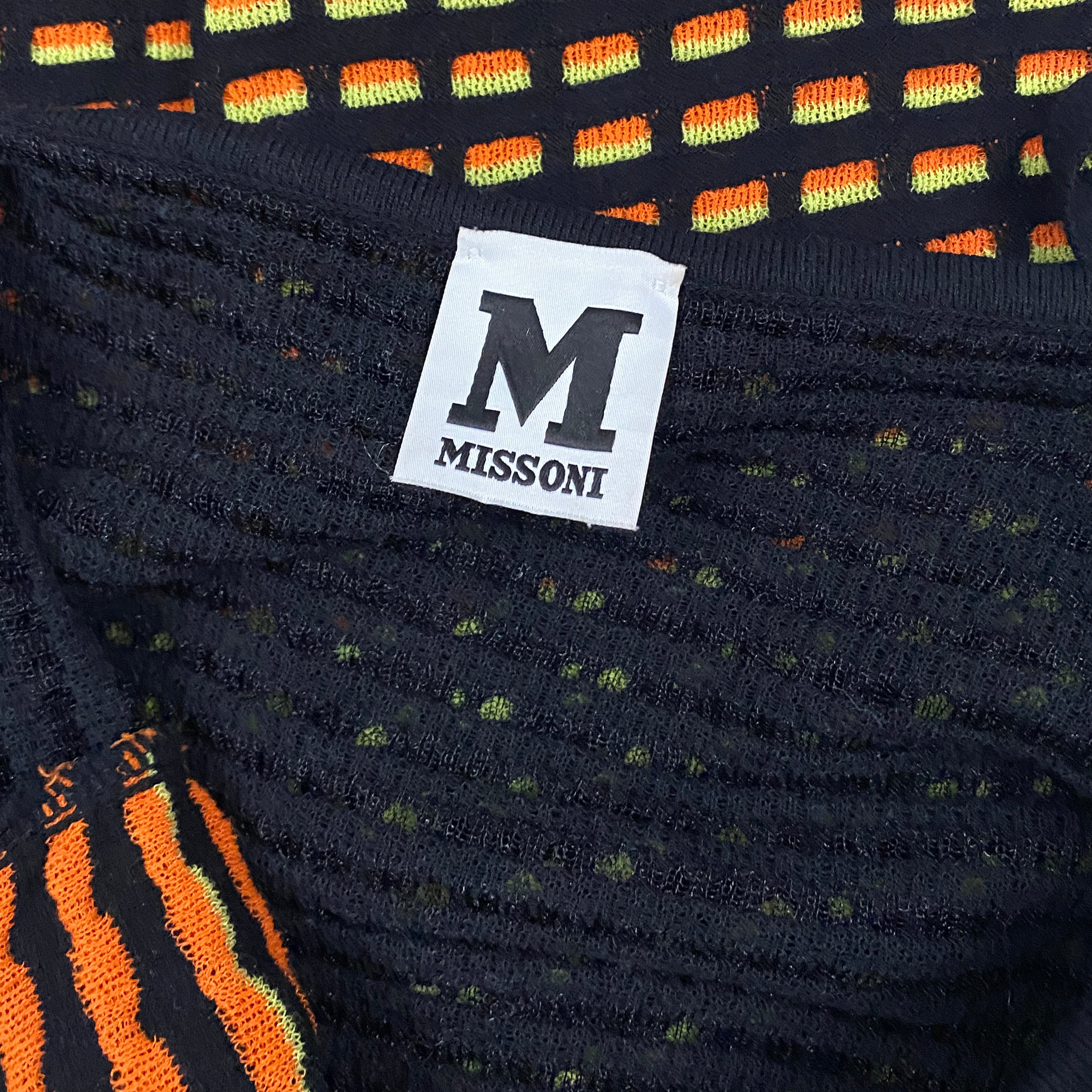M Missoni Colorful Gradient Mesh Yoke Knit Mini Dress (S)