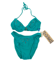 Vintage Turquoise Studded Bikini (L)