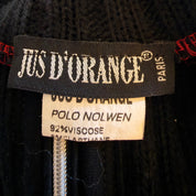 French Vintage Red & Black Turtleneck Top (S)