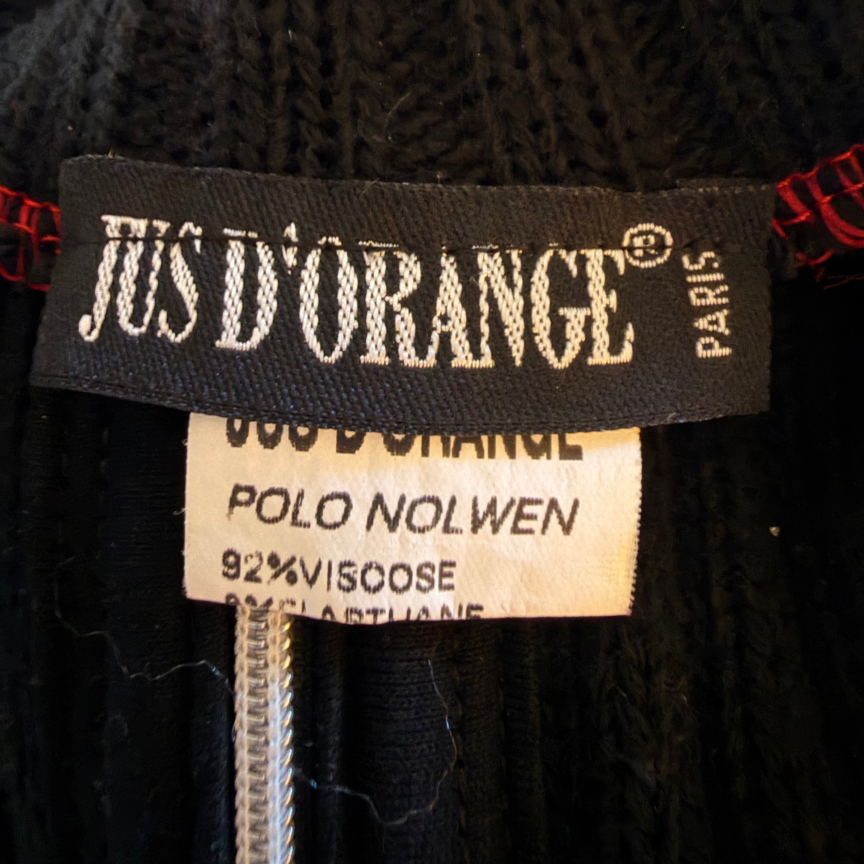 French Vintage Red & Black Turtleneck Top (S)