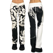 Miss Sixty 2000s Graffiti & Face Print Flare Jeans (S)