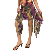 Y2K Metallic Waterfall Handkerchief Mini Skirt (S)