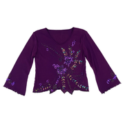 Embellished Purple Mesh Quarter Sleeve Top (M)