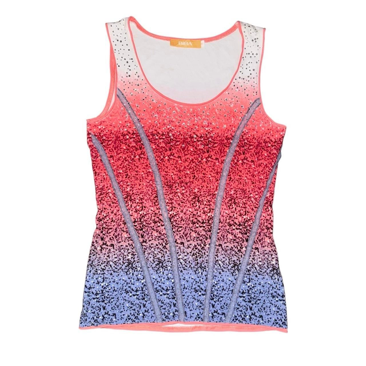 Rhinestone Embellished Photorealistic Sequin Graphic Tank (XS)