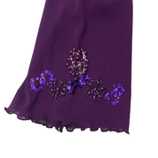 Embellished Purple Mesh Quarter Sleeve Top (M)