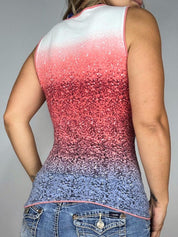Rhinestone Embellished Photorealistic Sequin Graphic Tank (XS)