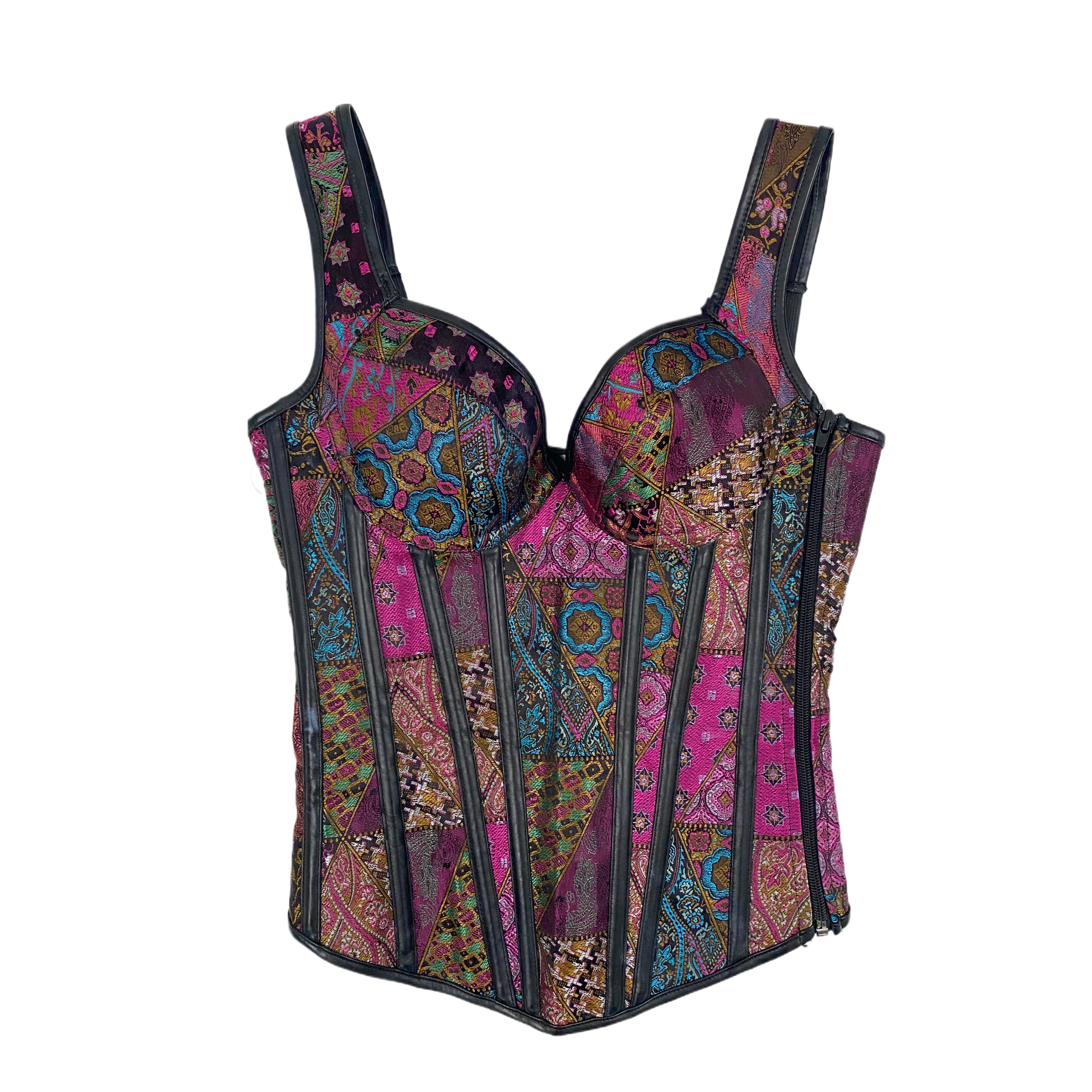 Jacquard and Leather Corset (S)