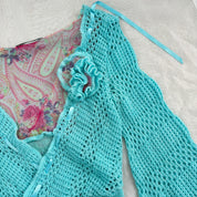 Zone Bleue Cropped Knit Top (M)