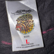 Ed Hardy Black & Pink Rhinestone Skull Graphic Baby Tee (M)