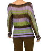 Miss Sixty 2000s Striped Mohair Lace-Up Sweater (M)