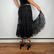 Gothic Black Lace Midi Skirt (S/M)