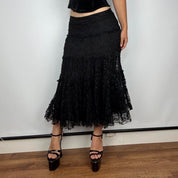 Gothic Black Lace Midi Skirt (S/M)