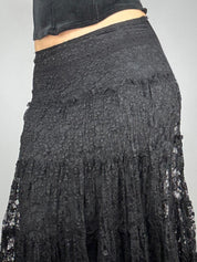 Gothic Black Lace Midi Skirt (S/M)