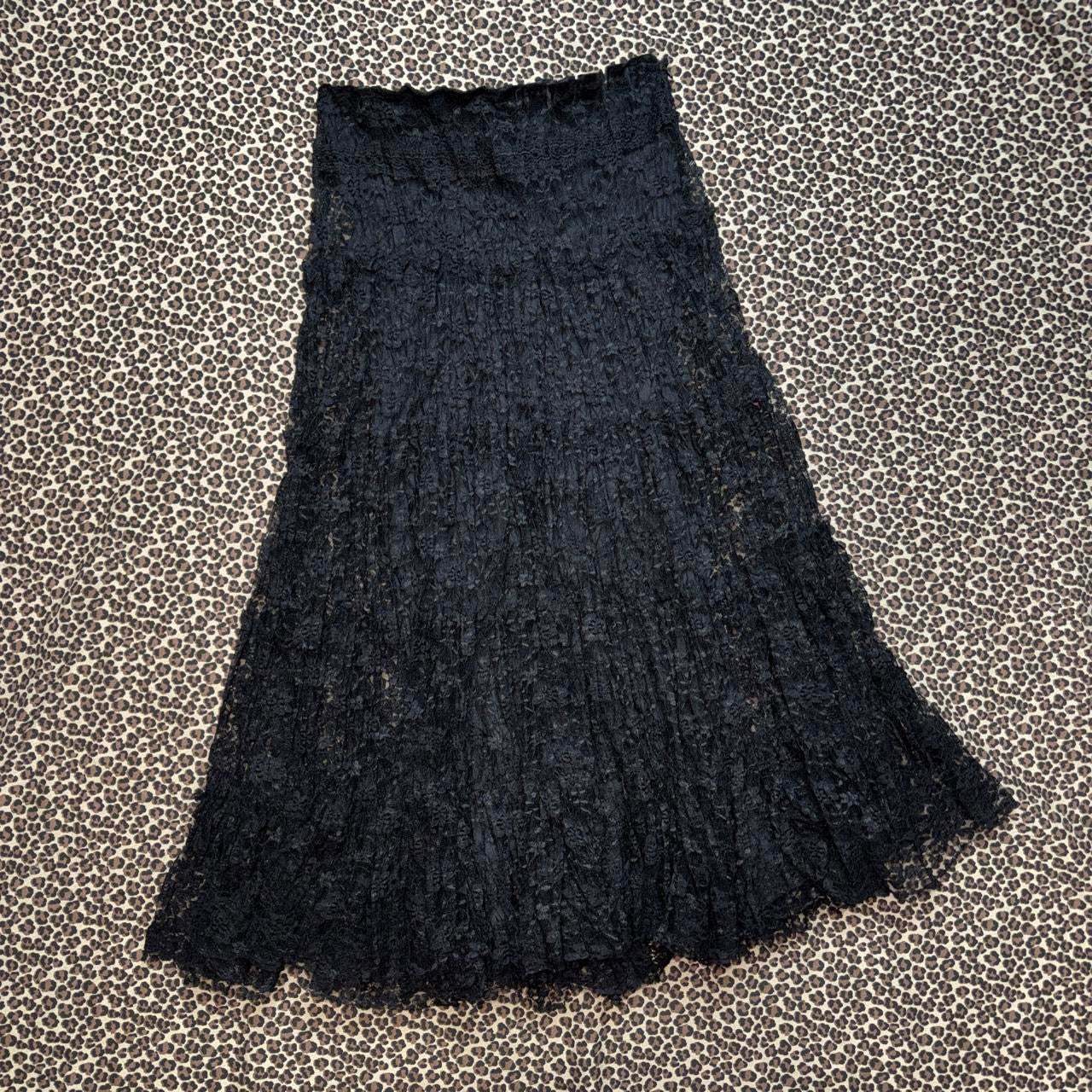 Gothic Black Lace Midi Skirt (S/M)