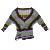 Miss Sixty 2000s Striped Mohair Lace-Up Sweater (M)
