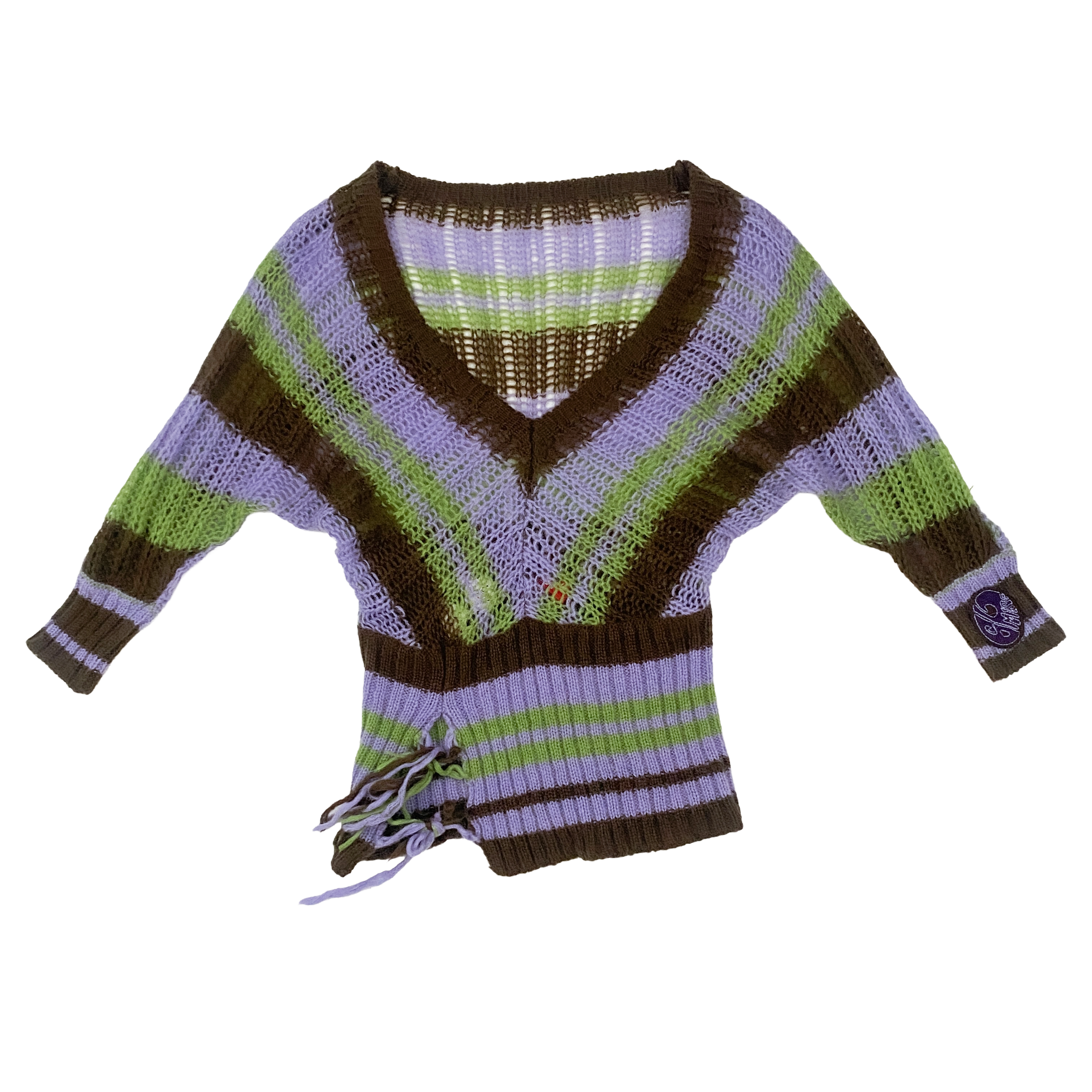 Miss Sixty 2000s Striped Mohair Lace-Up Sweater (M)