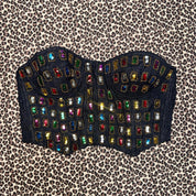 Vintage Beaded Sequin Embellished Cropped Lace Bustier (S)