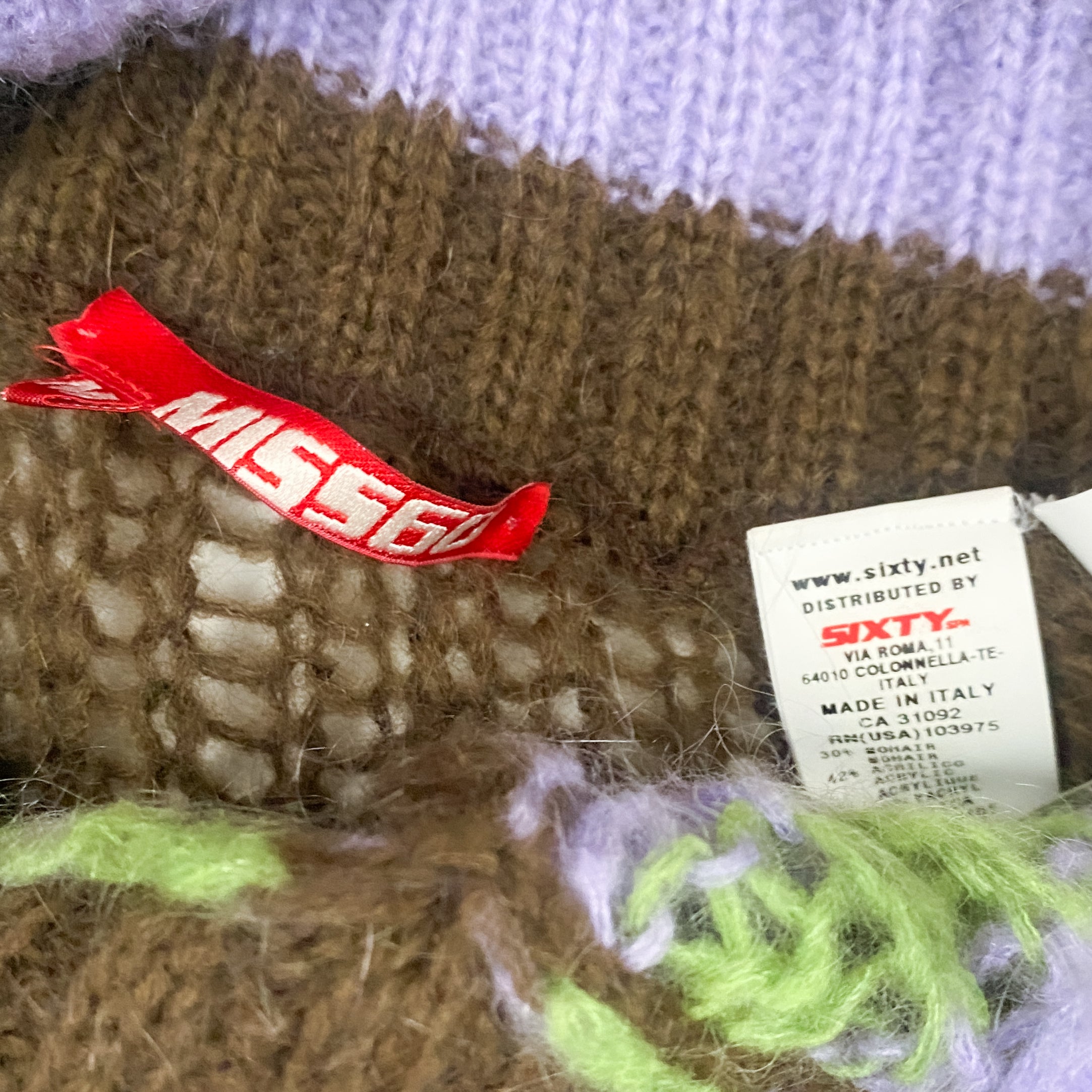 Miss Sixty 2000s Striped Mohair Lace-Up Sweater (M)