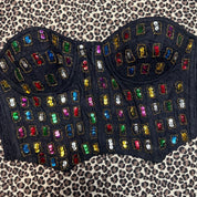 Vintage Beaded Sequin Embellished Cropped Lace Bustier (S)