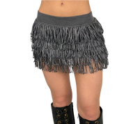 Gray Fringy Mini Skirt (S)