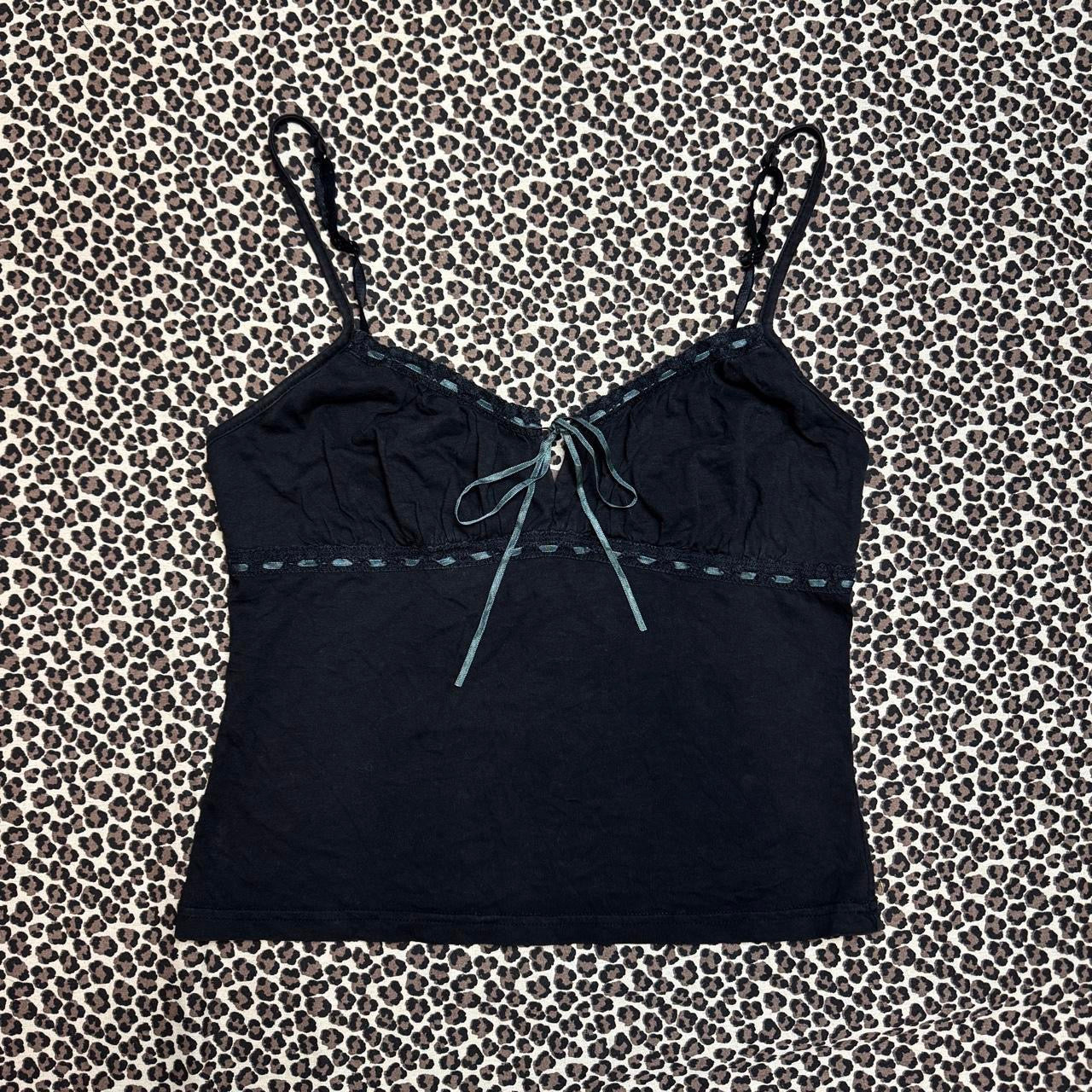 Vintage Express Black Cotton Milkmaid Cami (S)