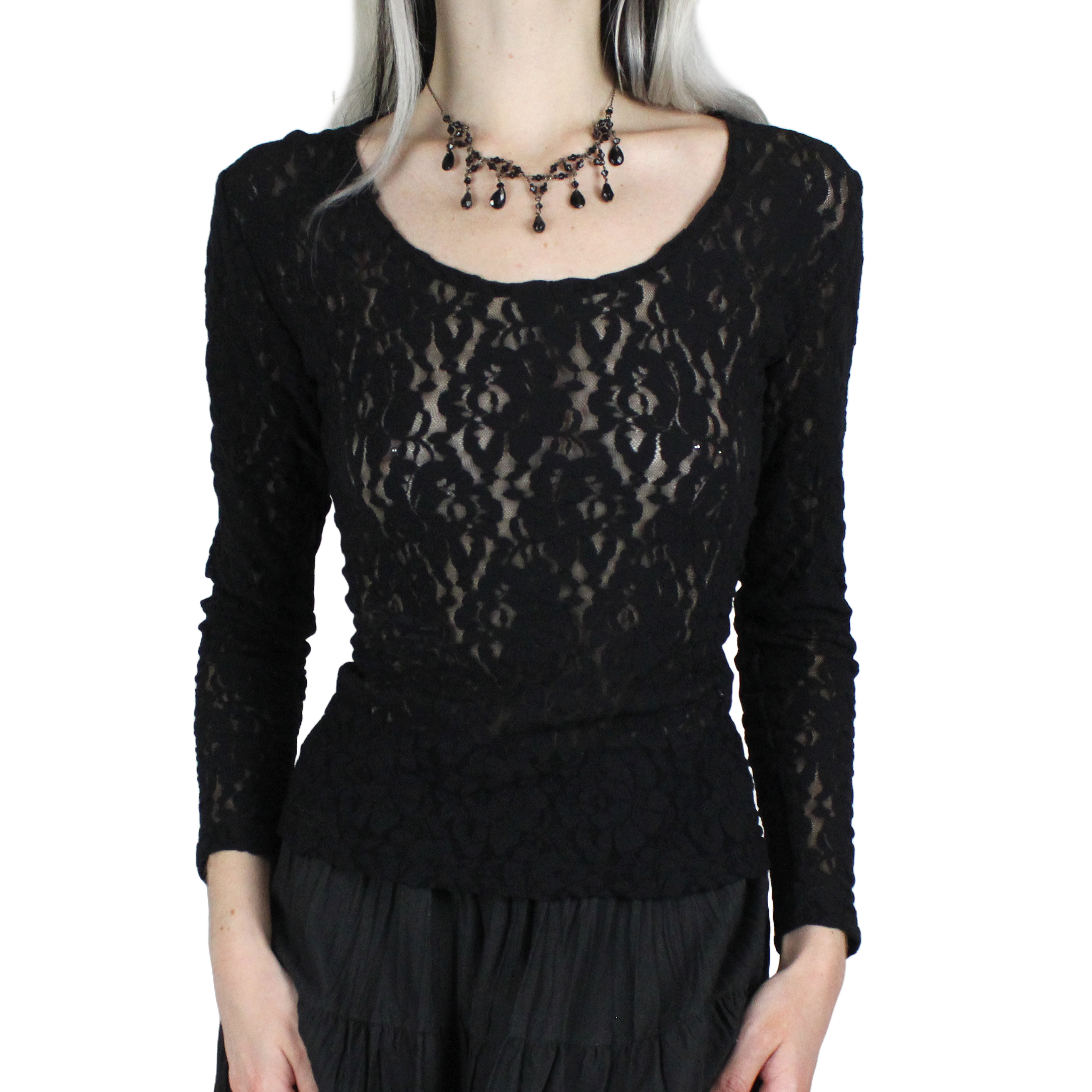 90s Black Lace Top (M)