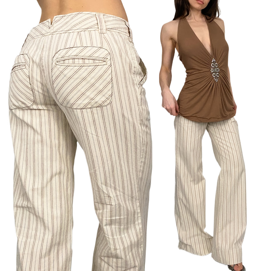 Creamy Striped Flared Trousers (S)