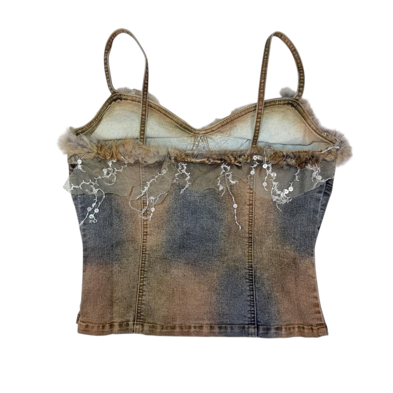 Euro Rossi Roma Beaded Denim Top (S/M)