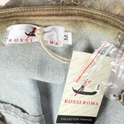 Euro Rossi Roma Beaded Denim Top (S/M)