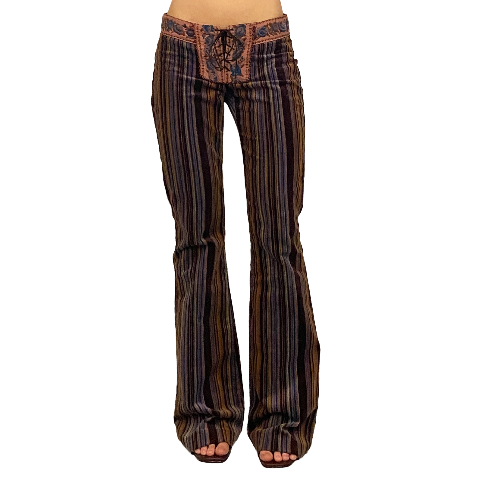Hale Bob Low Rise Corduroy Striped Boho Flares (S)
