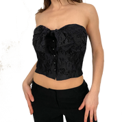 90s Black Lace Bustier Top (M)