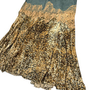 Jeanology Leopard Print Lace Denim Maxi Skirt (L)