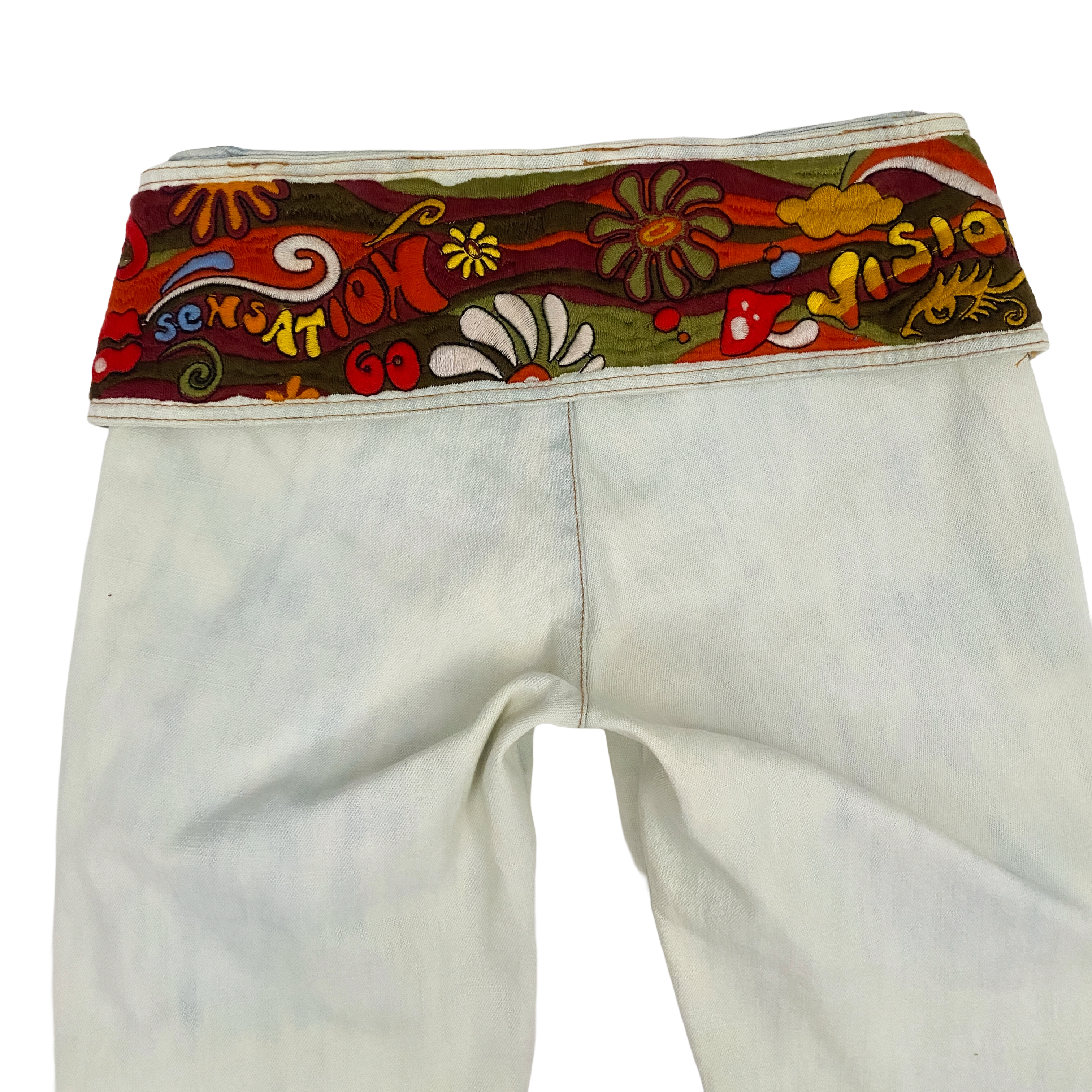 Miss Sixty Embroidered Belted Low Rise Flare Jeans (XXS/XS)
