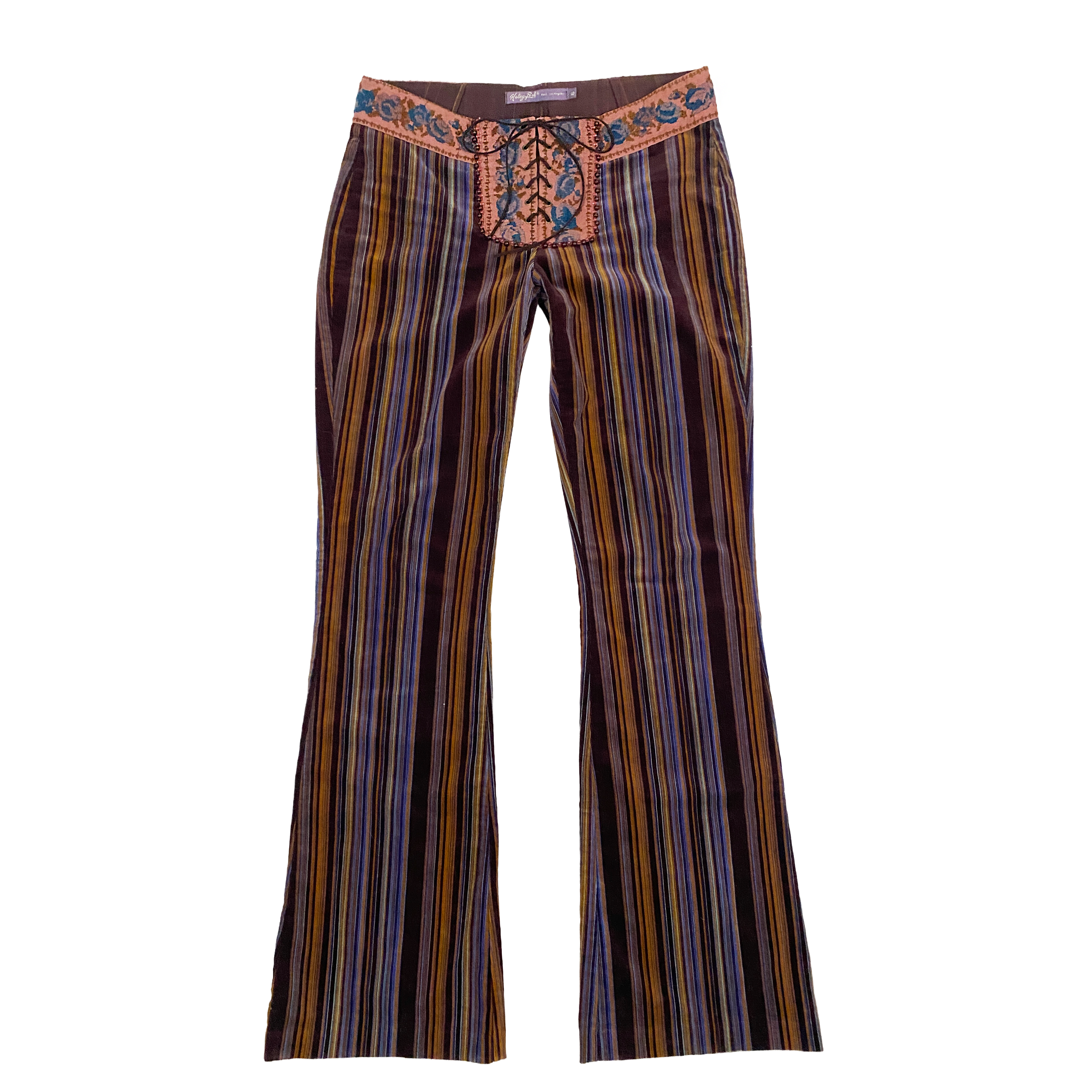 Hale Bob Low Rise Corduroy Striped Boho Flares (S)