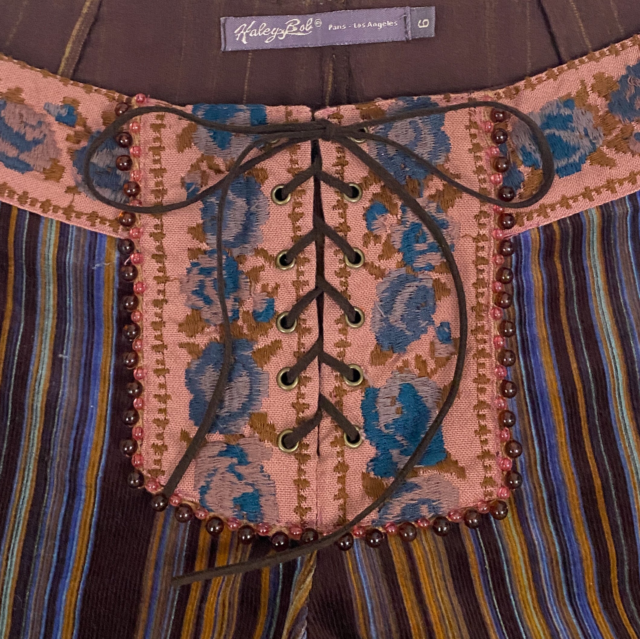 Hale Bob Low Rise Corduroy Striped Boho Flares (S)