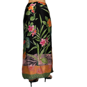 Vintage Satin Tropical Maxi Skirt (XS)