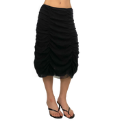 Black Gathered Mesh Midi Skirt (M)