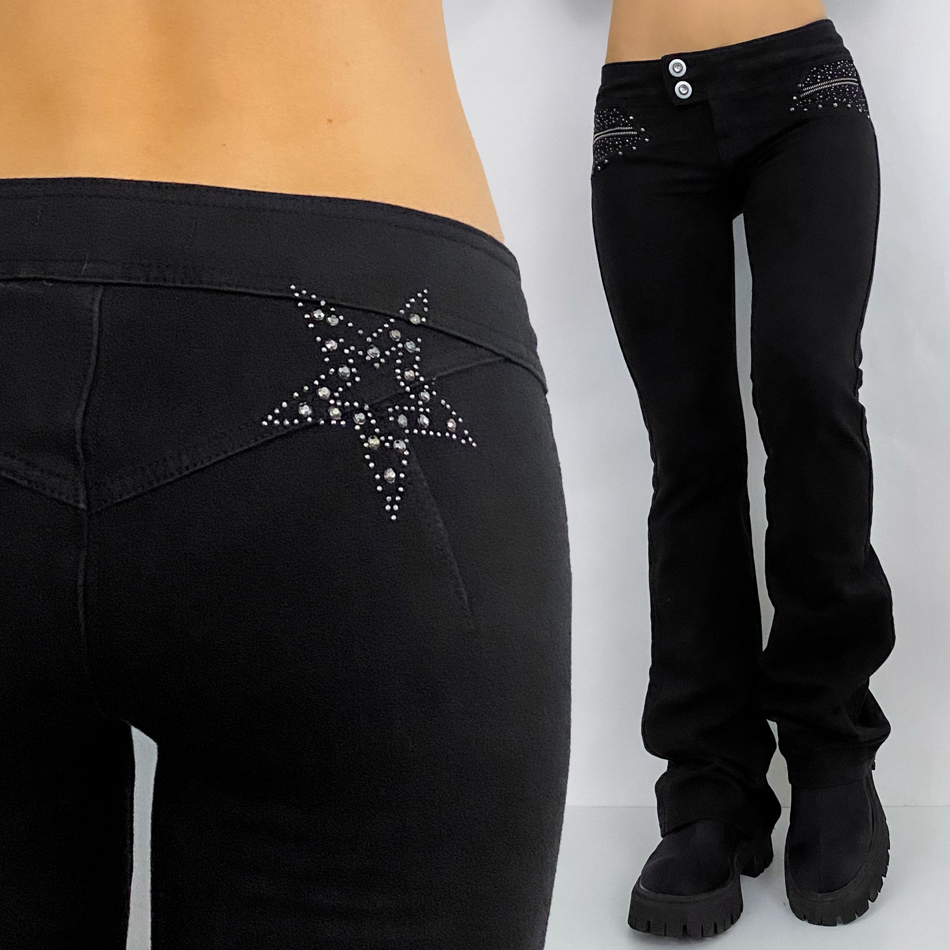 Rhinestone Stretch Pants - XS