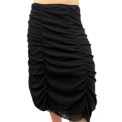 Black Gathered Mesh Midi Skirt (M)