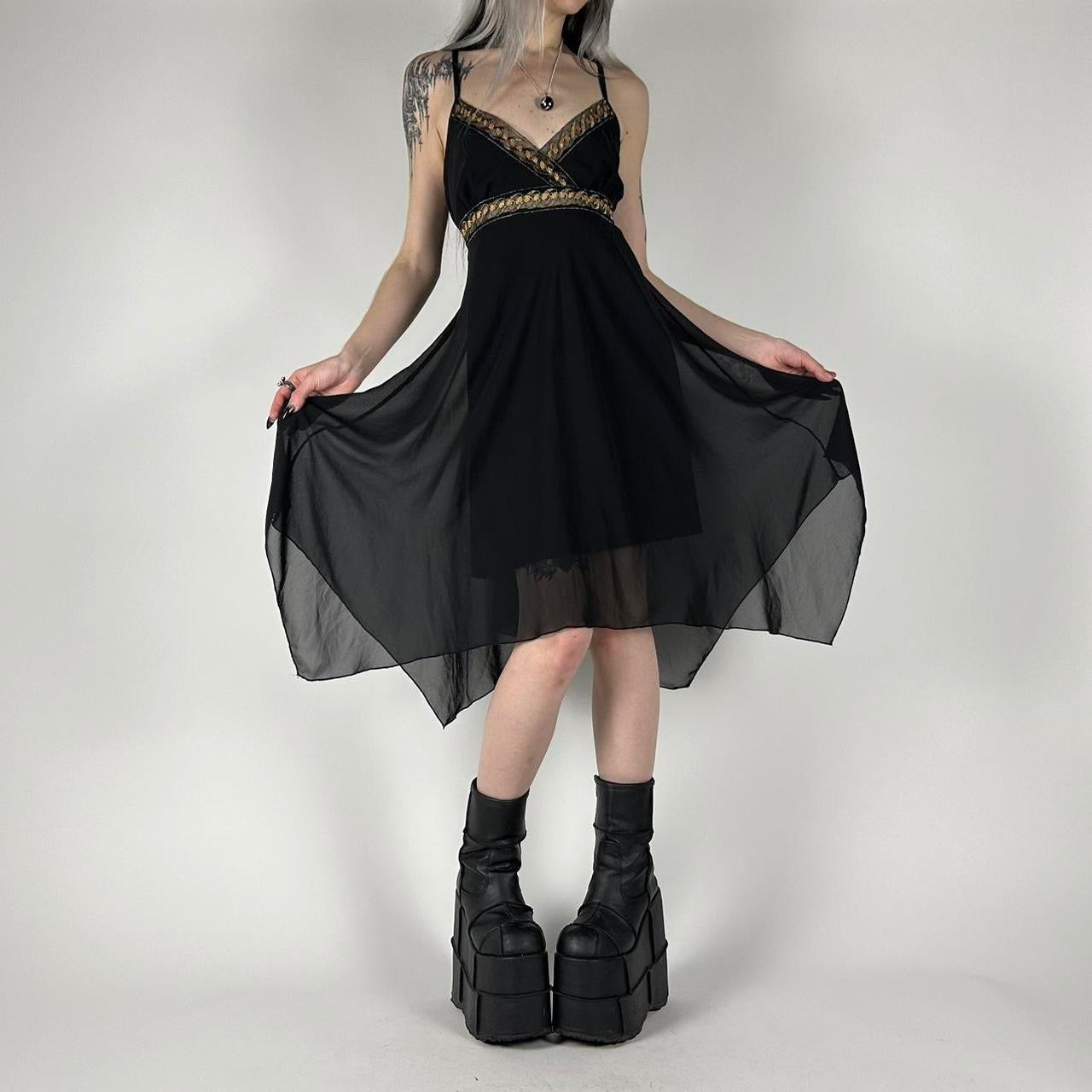 Y2K Black Chiffon Pixie Dress (S)