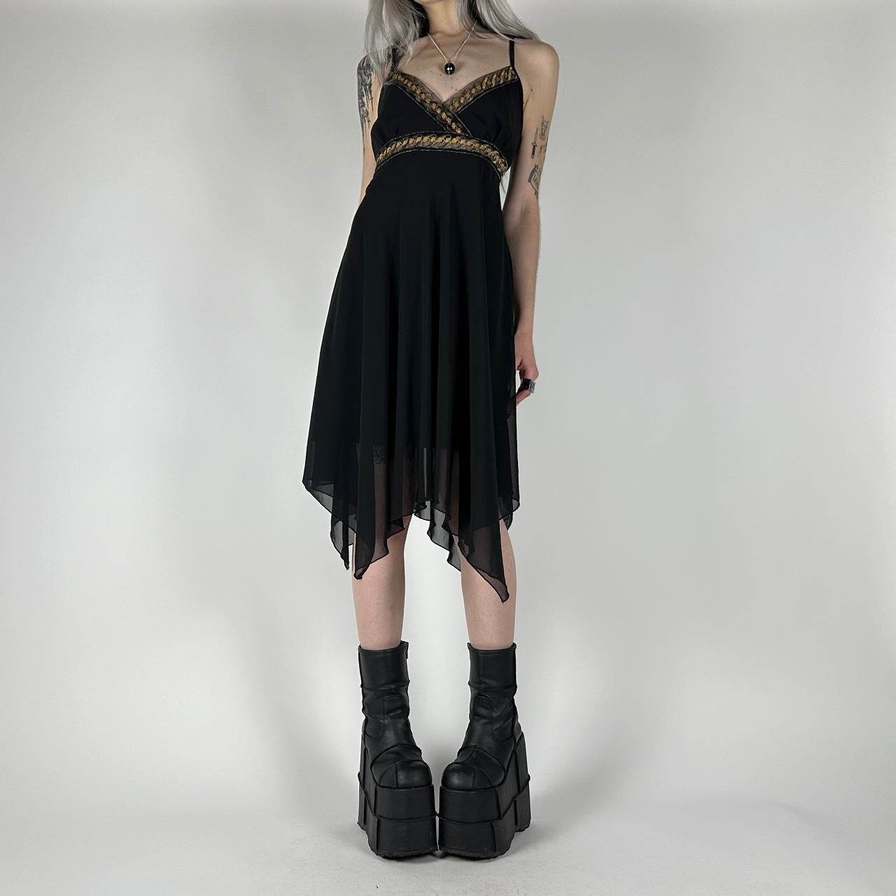 Y2K Black Chiffon Pixie Dress (S)