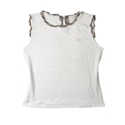 Burberry London White Ruffle-Trim Tank (S)