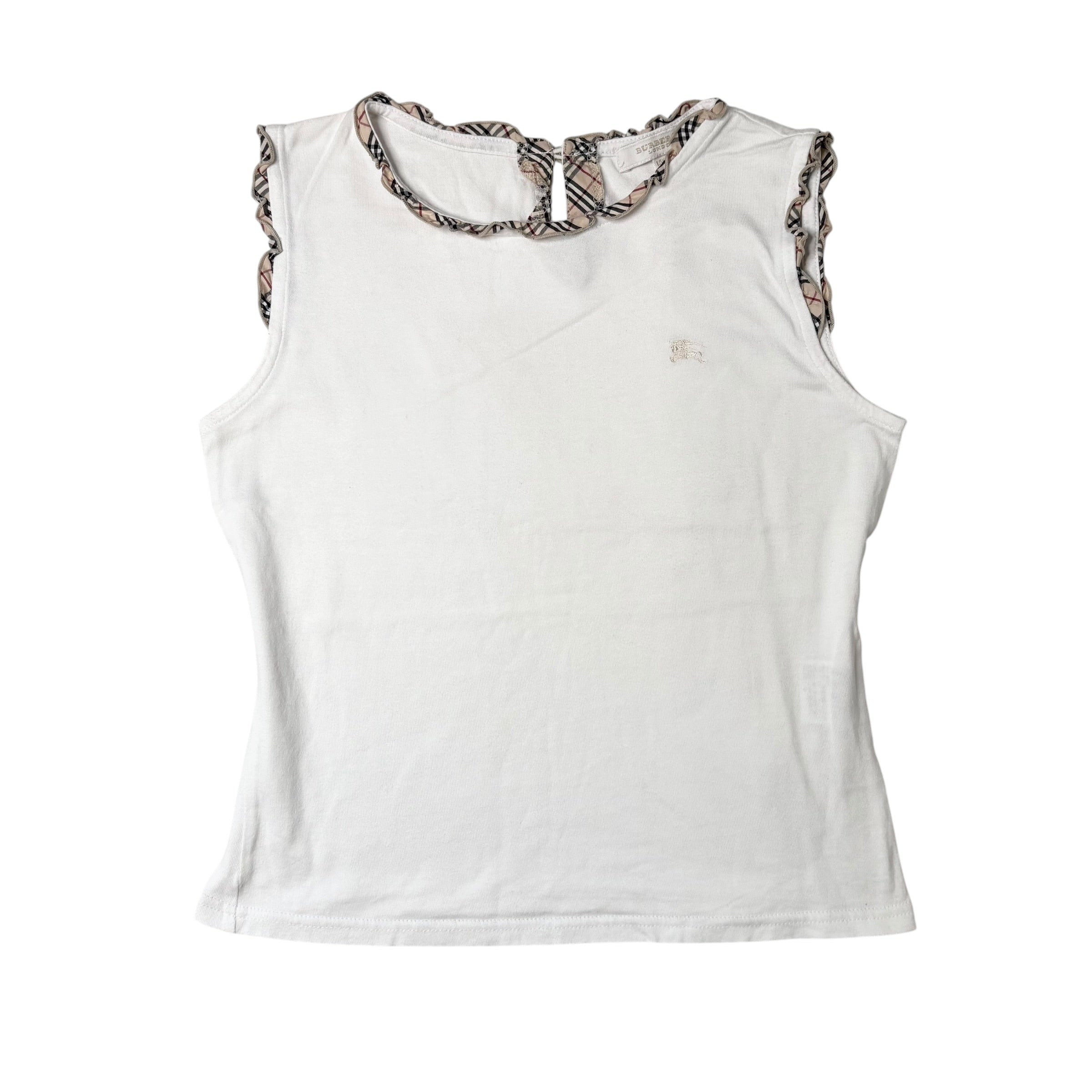 Burberry London White Ruffle-Trim Tank (S)