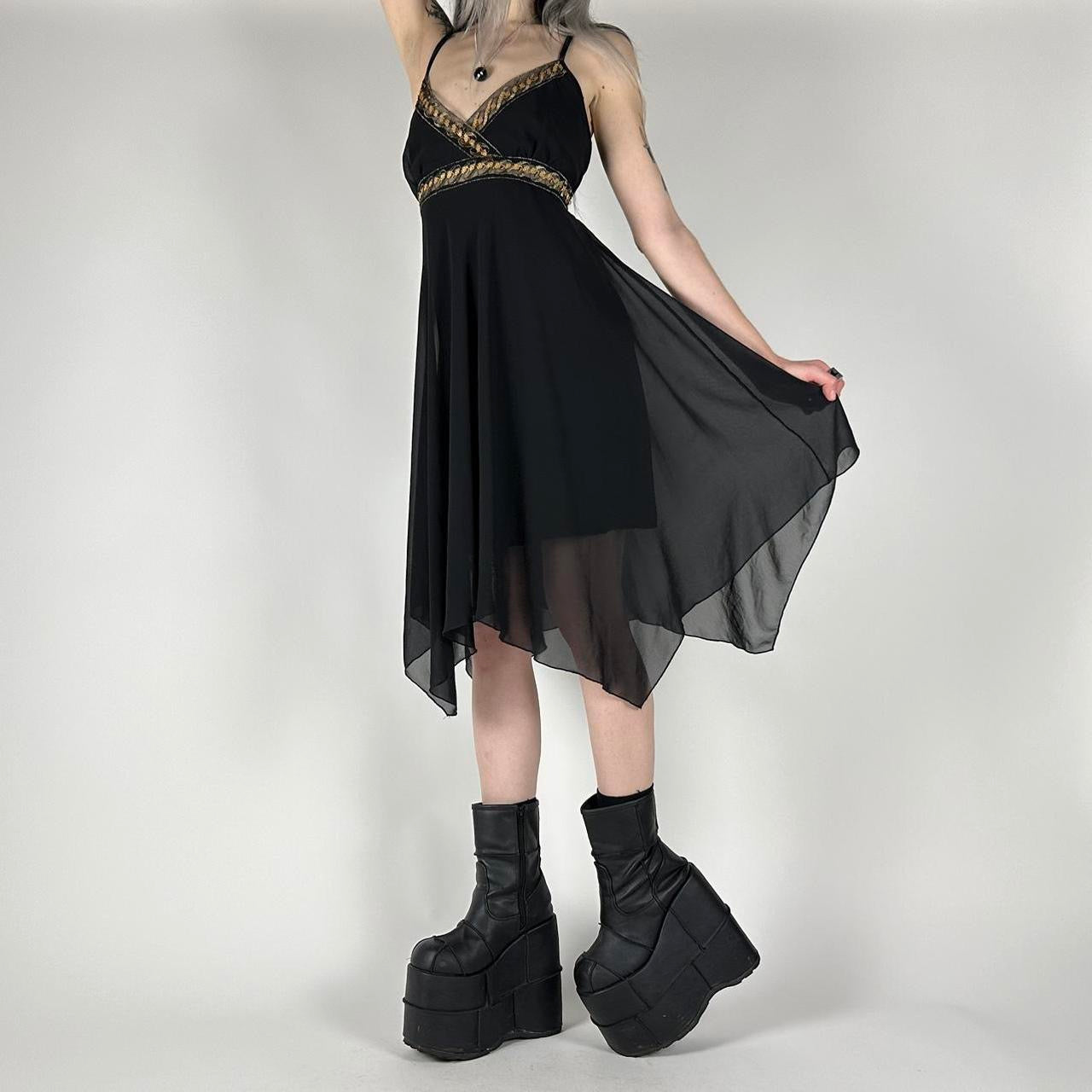 Y2K Black Chiffon Pixie Dress (S)
