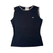Burberry London Black Ruffle-Trim Tank (S)