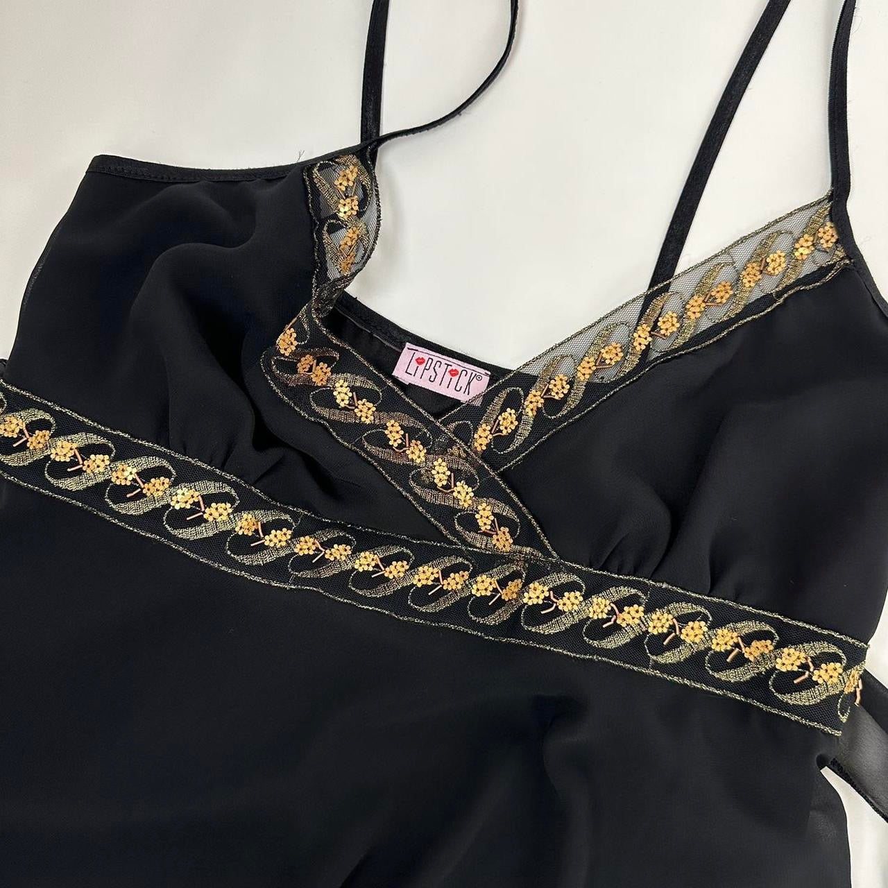 Y2K Black Chiffon Pixie Dress (S)