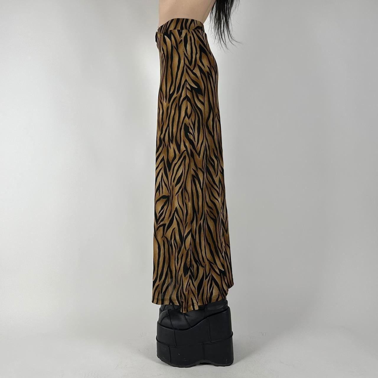 90s Slinky Tiger Print Maxi Skirt (S)